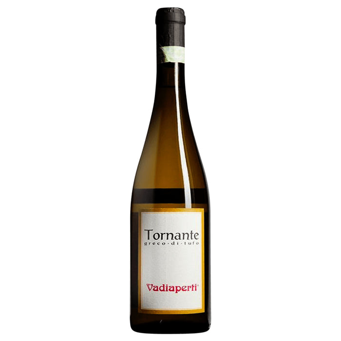 Vadiaperti Tornante Greco di Tufo wine bottle with black cap and white label