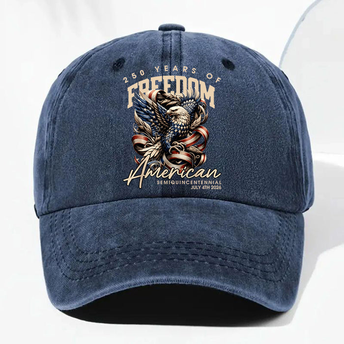 Vintage Denim Eagle USA 250 Years Freedom Cap - Independence Day Gift