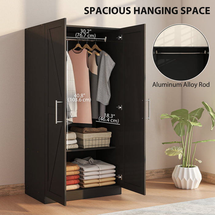 Wardrobe With 2 Barn Doors and Black Wardrobe