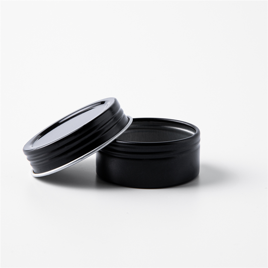 0.5 oz Black Shallow Rustproof Tin & Screw Top Set