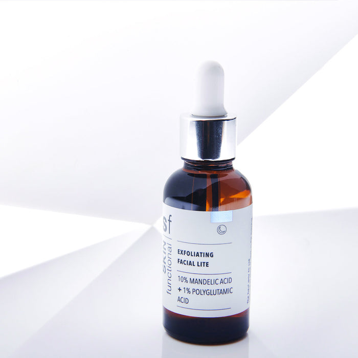 SKIN Functional Exfoliating Facial Lite with details skincare product on a light gray background