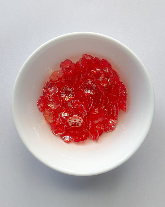 1.0 Red Flower beads - 25 grams