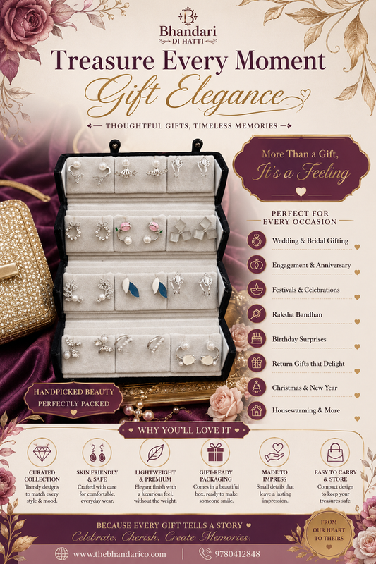 12 Pair Designer Earring Set And Stud With Foldable Storage Box