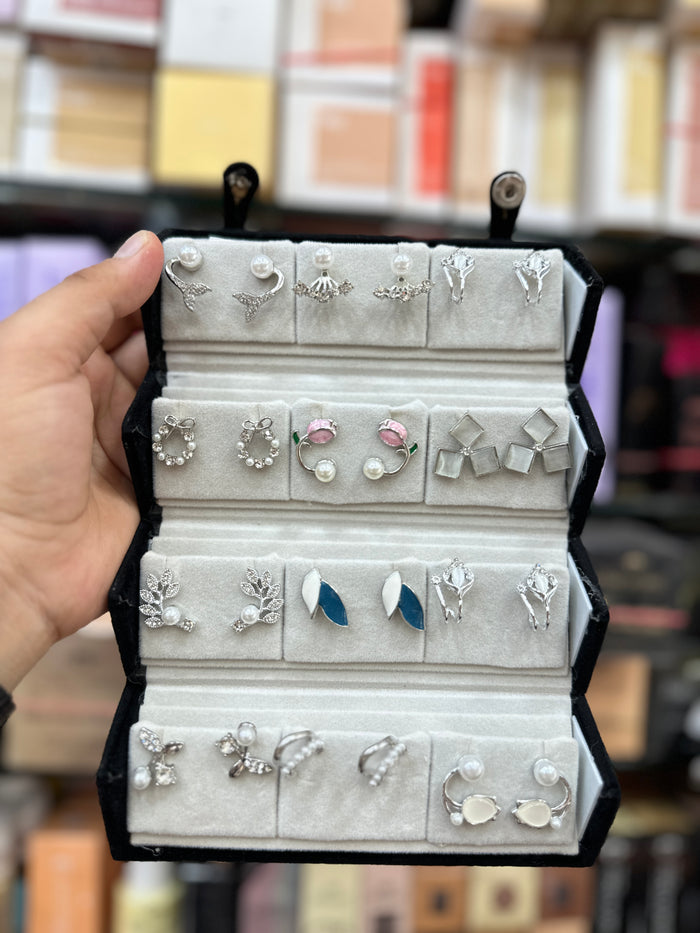 12 Pair Designer Earring Set And Stud With Foldable Storage Box