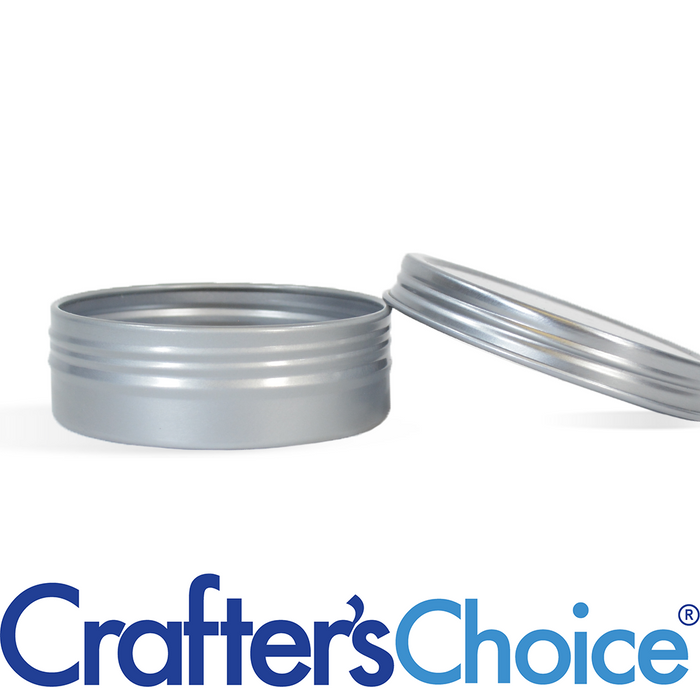 2 oz Silver Shallow Rustproof Tin & Screw Top Set