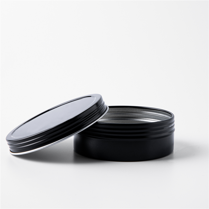4 oz Black Shallow Rustproof Tin & Screw Top Set