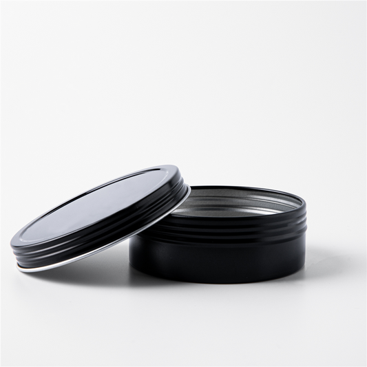 4 oz Black Shallow Rustproof Tin & Screw Top Set