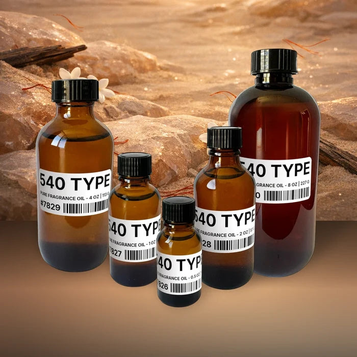 540 Type Pure Fragrance Oil - 1 lb | 454 g fragrance bottle image with atmospheric background for Pure Fragrance Oil. Premium lifestyle product photo for fragrance listing.