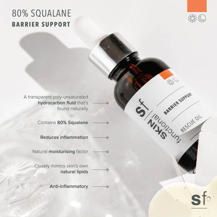SKIN Functional carrier support skin treatment with details skincare product on a grey background