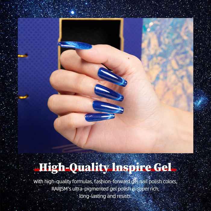 9D Azure Blue Cat Eye Nails Starlight Effect Royal Blue