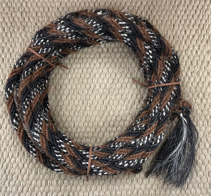 Mecate - MEC11 - 3/8"x22' 6-Strand Dark Brown, Black and White