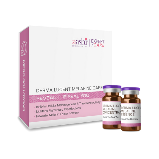 Aashi Derma Lucent Melafine Care - skincare set for hyperpigmentation and dark spots featuring brightening ingredients for a radiant complexion.