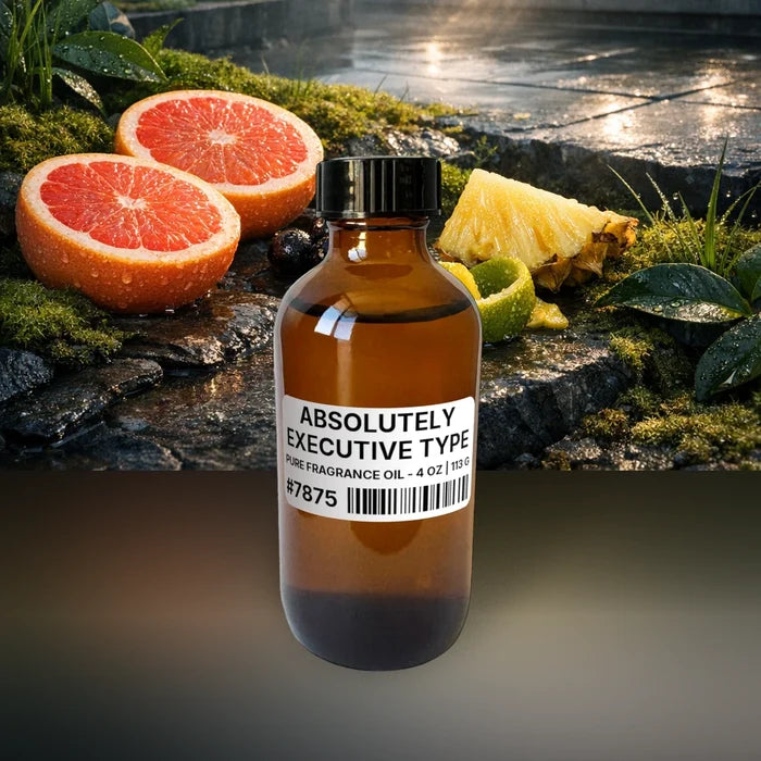 Absolutely Executive Type Pure Fragrance Oil - 4 oz | 113 g fragrance bottle image with atmospheric background for Pure Fragrance Oil. Premium lifestyle product photo for fragrance listing.