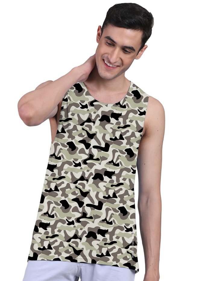 Active Fit For Men's Front Yoke Camouflage Regular Organic Bamboo Vest - Active Fit (Pack of 3)