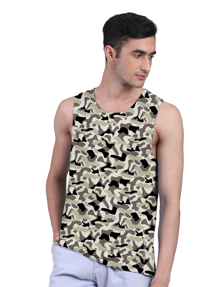 Active Fit For Men's Front Yoke Camouflage Regular Organic Bamboo Vest - Active Fit (Pack of 3)