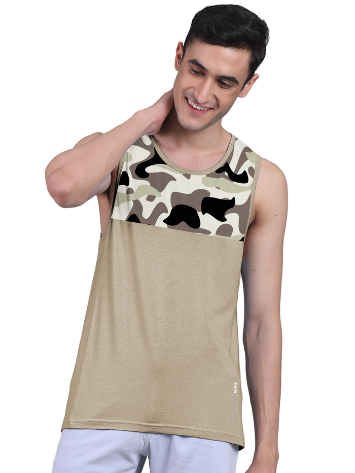Active Vest Front Yoke Camouflage Regular Organic Bamboo Vest - Active Fit (Pack of 3)