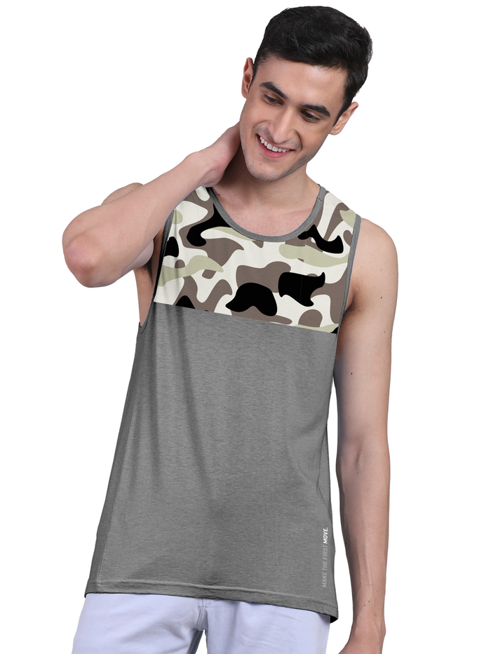 Active Vest Front Yoke Camouflage Regular Organic Bamboo Vest - Active Fit (Pack of 3)
