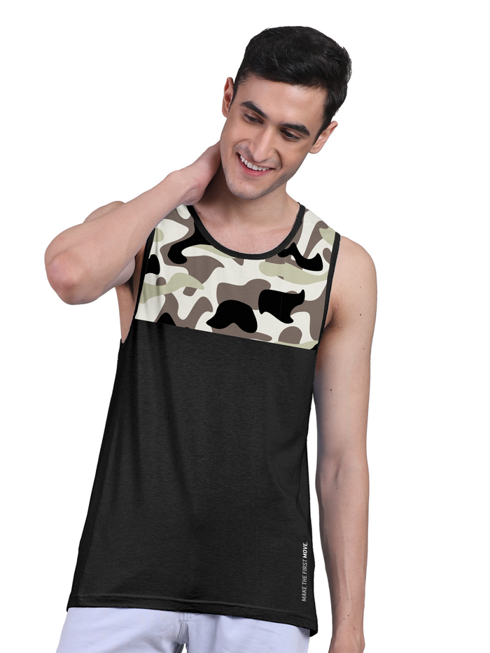 Active Vest Front Yoke Camouflage Regular Organic Bamboo Vest - Active Fit (Pack of 3)