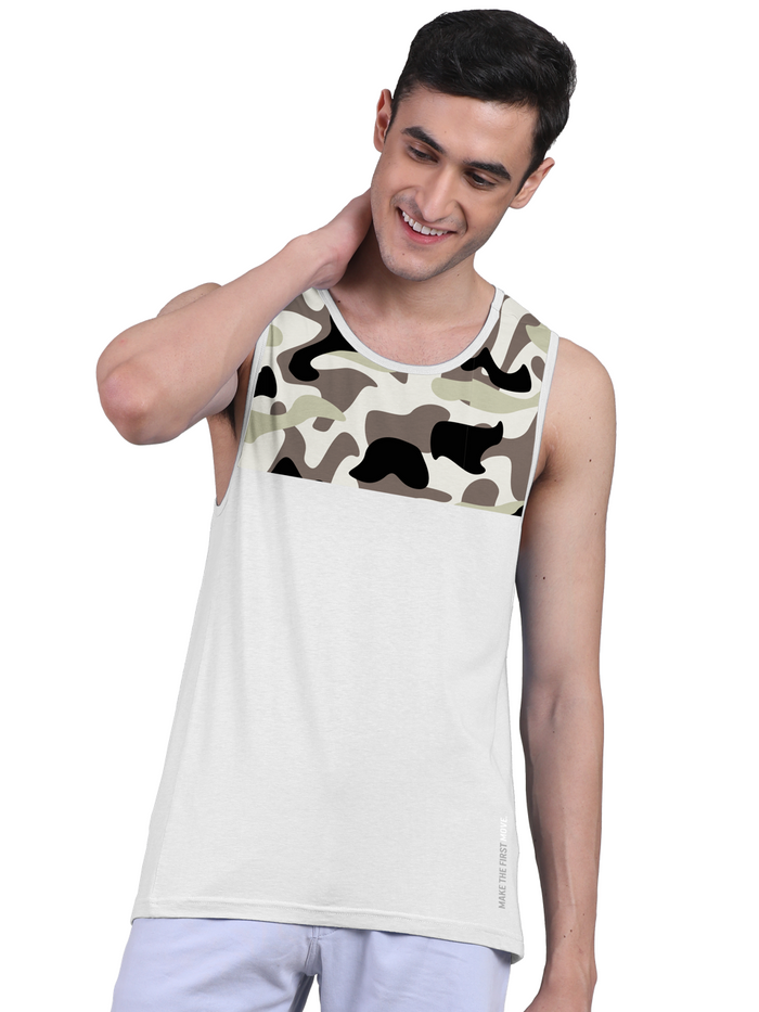 Active Vest Front Yoke Camouflage Regular Organic Bamboo Vest - Active Fit (Pack of 3)