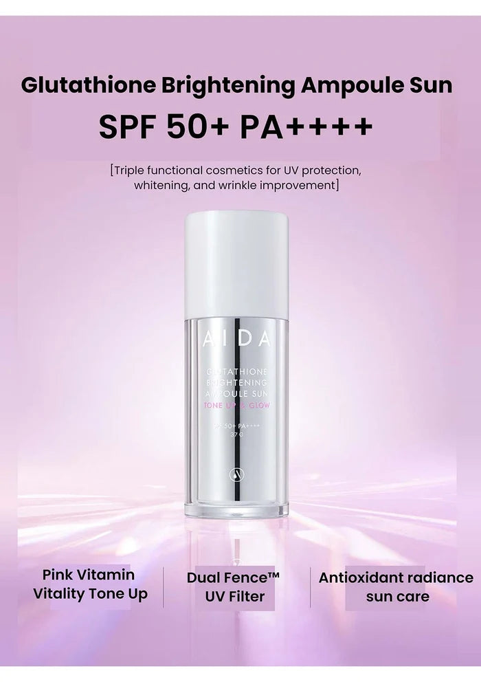 Skincare product with text on a pink background