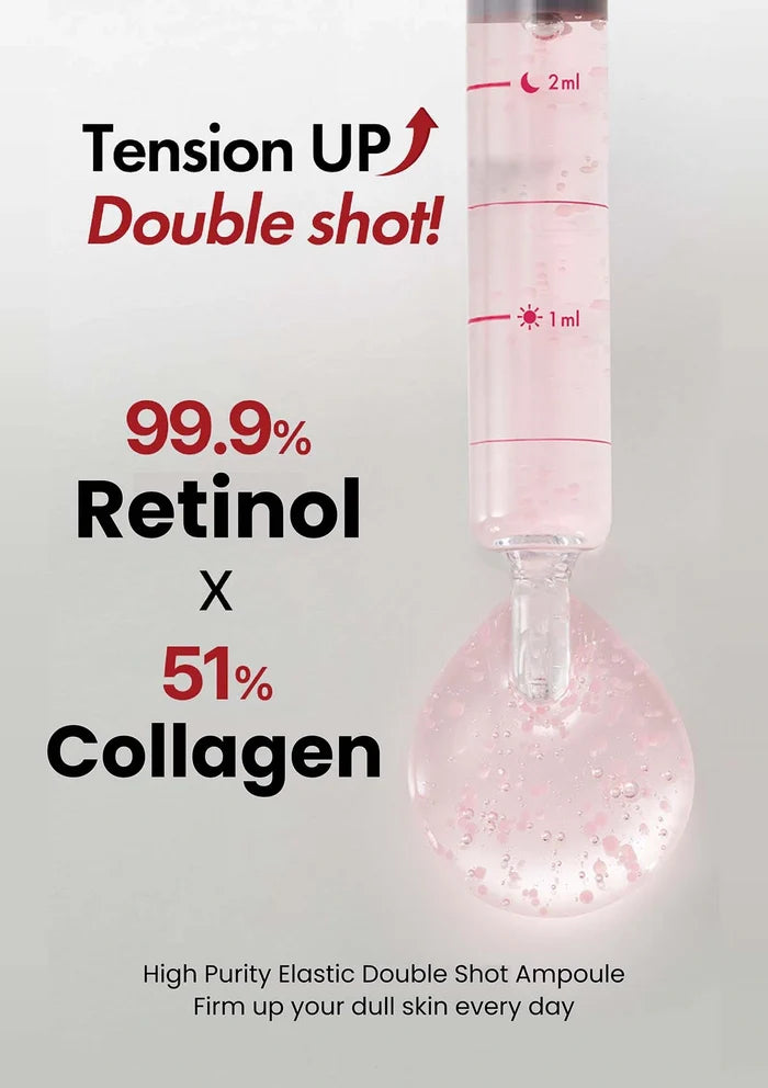 Product packaging with retinol and collagen content on a gray background