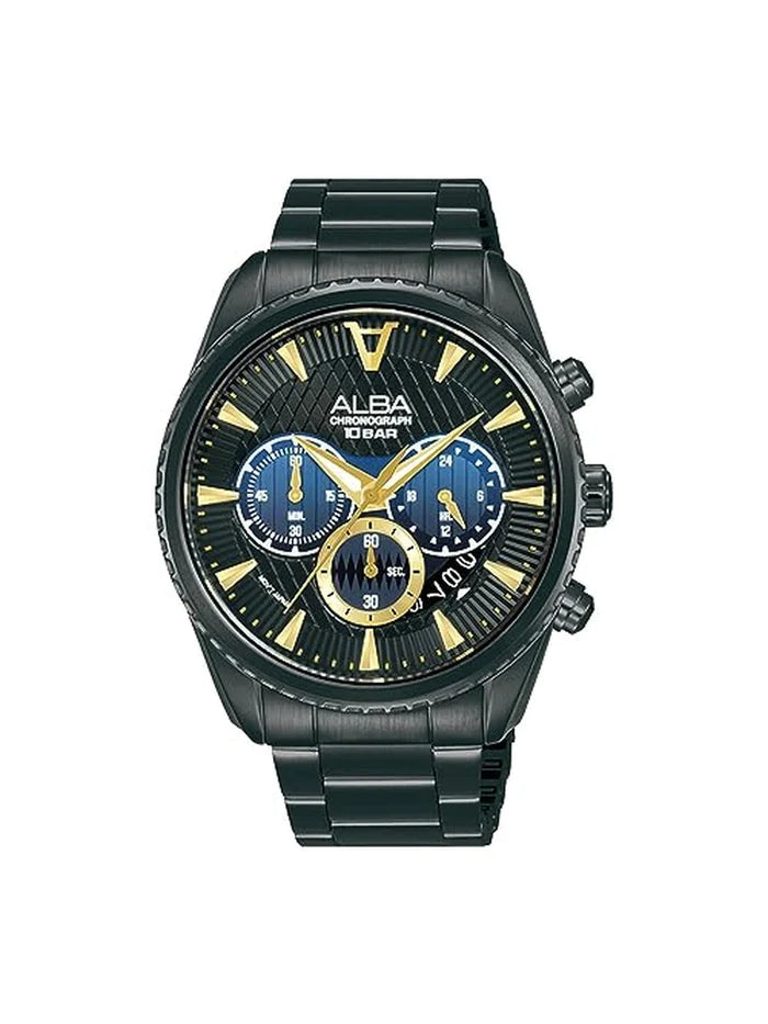Alba Round Black Dial Analog Watch - AT3J09X1