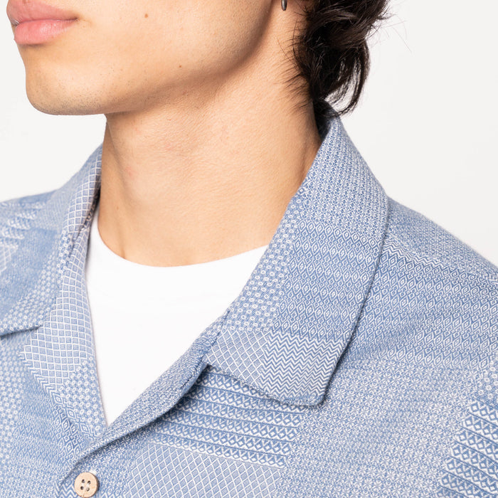 Aloha Shirt - Dobby Patchwork - Pale Blue by Naked & Famous Denim