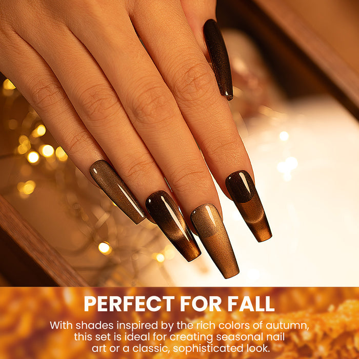 Cat Eye Gel Polish Amber Shimmer Reflective Magnetic Texture