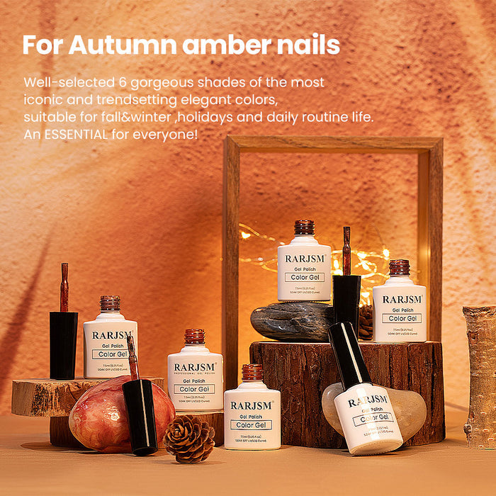 6 Piece Amber Moonlight Cat Eye Gel Polish Set Fall Winter Collection