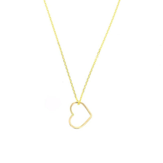 Gold filled heart pendant necklace with thin chain