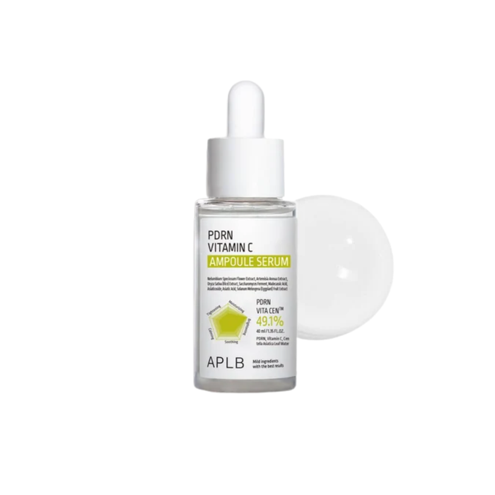 APLB PDRN Vitamin C Ampoule Serum is a brightening and revitalizing serum made to hydrate, soothe, and improve the look of dull or uneven skin. Formulated with Centella Asiatica Leaf Water, PDRN, Vitamin C, Panthenol, Allantoin, Squalane, Sodium Hyaluronate, Tea Tree Leaf Extract, Sea Buckthorn Fruit Extract, Hydrolyzed Collagen, Beta-Glucan, Rice Extract, and Eggplant Fruit Extract, it helps support a smoother, brighter, and healthier-looking complexion. The hydrating formula also helps calm th