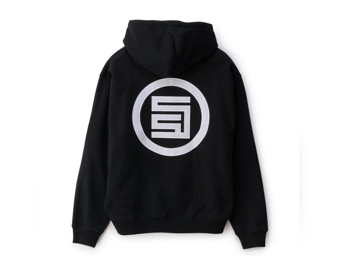 Applique Zip Thru Hooded Fleece - Black