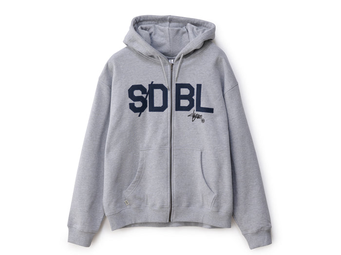 Applique Zip Thru Hooded Fleece - Grey Heather