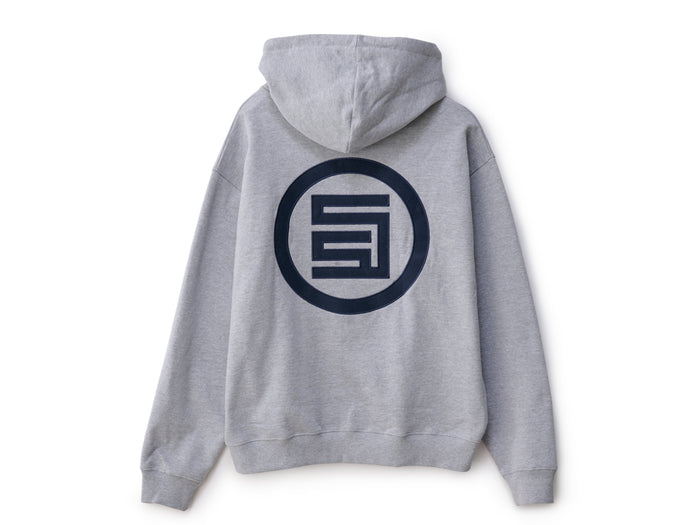 Applique Zip Thru Hooded Fleece - Grey Heather