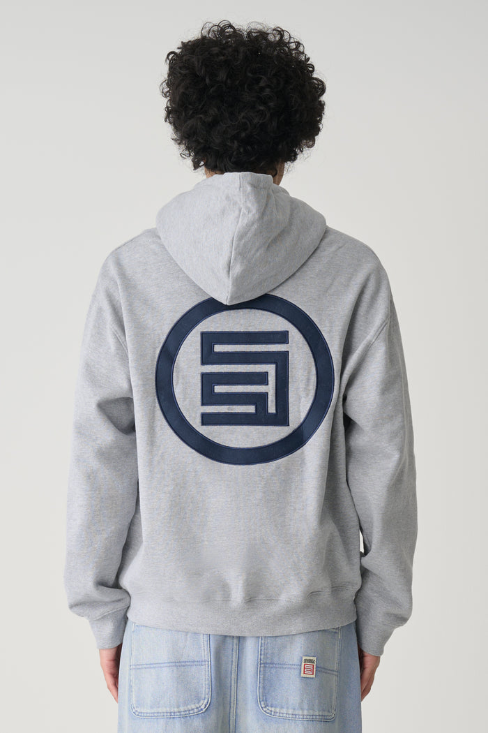 Applique Zip Thru Hooded Fleece - Grey Heather