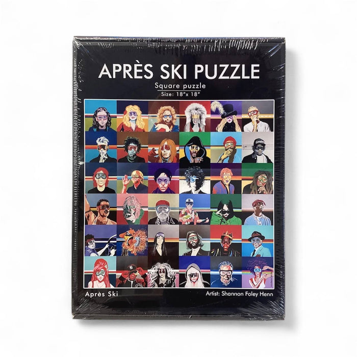Uptripping Après Ski 500-piece puzzle featuring a cozy winter ski scene with mountains and snow.