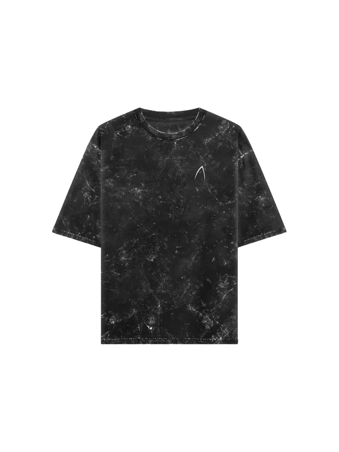Arya Black Oversized Zodiac Aquarius Print Half Sleeve Cotton T-Shirt