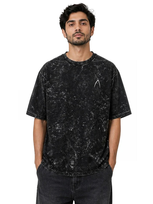 Arya Black Oversized Zodiac Libra Print Half Sleeve Cotton T-Shirt