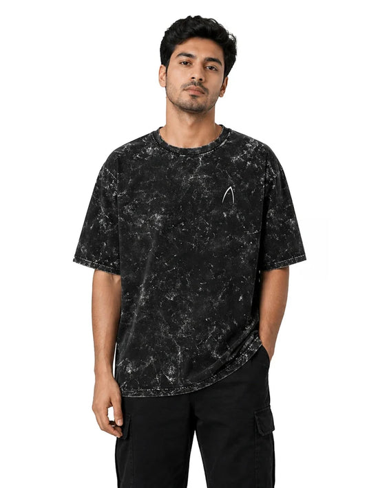 Arya Black Oversized Zodiac Pisces Print Half Sleeve Cotton T-Shirt