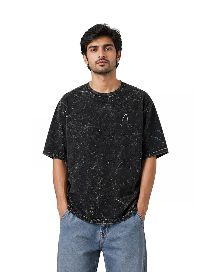 Arya Black Oversized Zodiac Taurus Print Half Sleeve Cotton T-Shirt