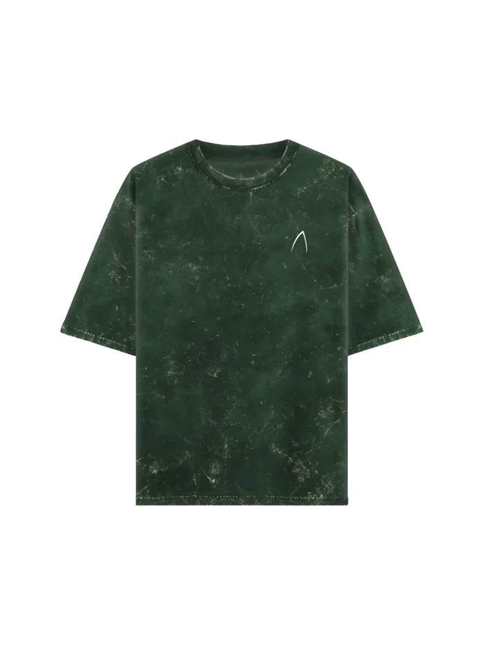 Arya Bottle Green Oversized Zodiac Aries Print Half Sleeve Cotton T-Shirt