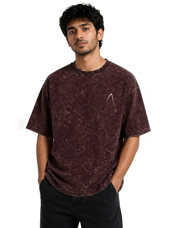 Arya Maroon Oversized Zodiac Aquarius Print Half Sleeve Cotton T-Shirt