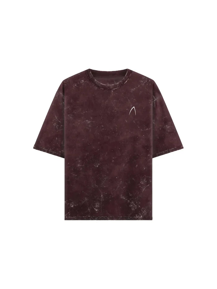 Arya Maroon Oversized Zodiac Aquarius Print Half Sleeve Cotton T-Shirt