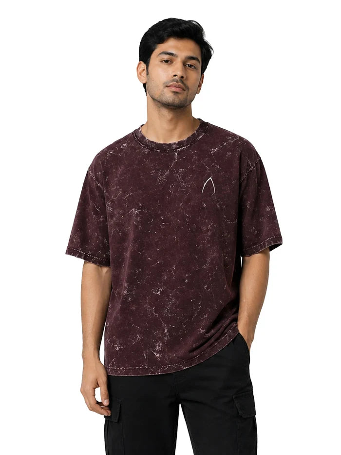 Arya Maroon Oversized Zodiac Pisces Print Half Sleeve Cotton T-Shirt