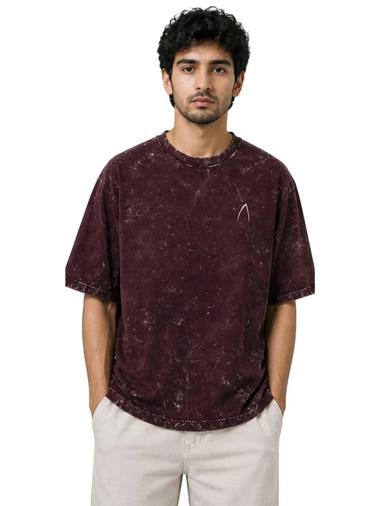 Arya Maroon Oversized Zodiac Sagittarius Print Half Sleeve Cotton T-Shirt
