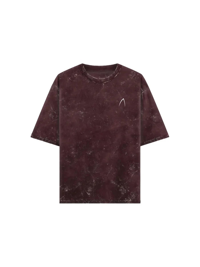 Arya Maroon Oversized Zodiac Taurus Print Half Sleeve Cotton T-Shirt
