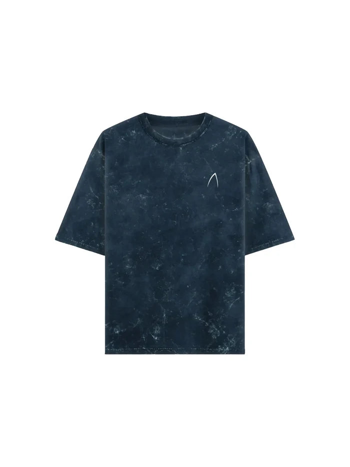 Arya Navy Blue Oversized Zodiac Capricorn Print Half Sleeve Cotton T-Shirt