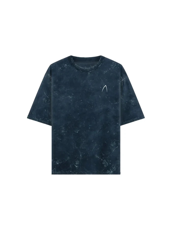 Arya Navy Blue Oversized Zodiac Scorpio Print Half Sleeve Cotton T-Shirt