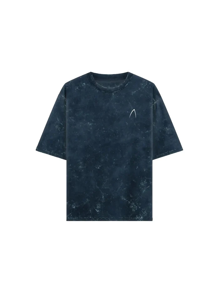 Arya Navy Blue Oversized Zodiac Taurus Print Half Sleeve Cotton T-Shirt