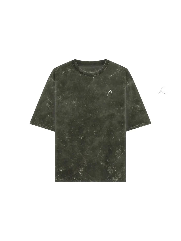 Arya Olive Green Oversized Zodiac Aquarius Print Half Sleeve Cotton T-Shirt